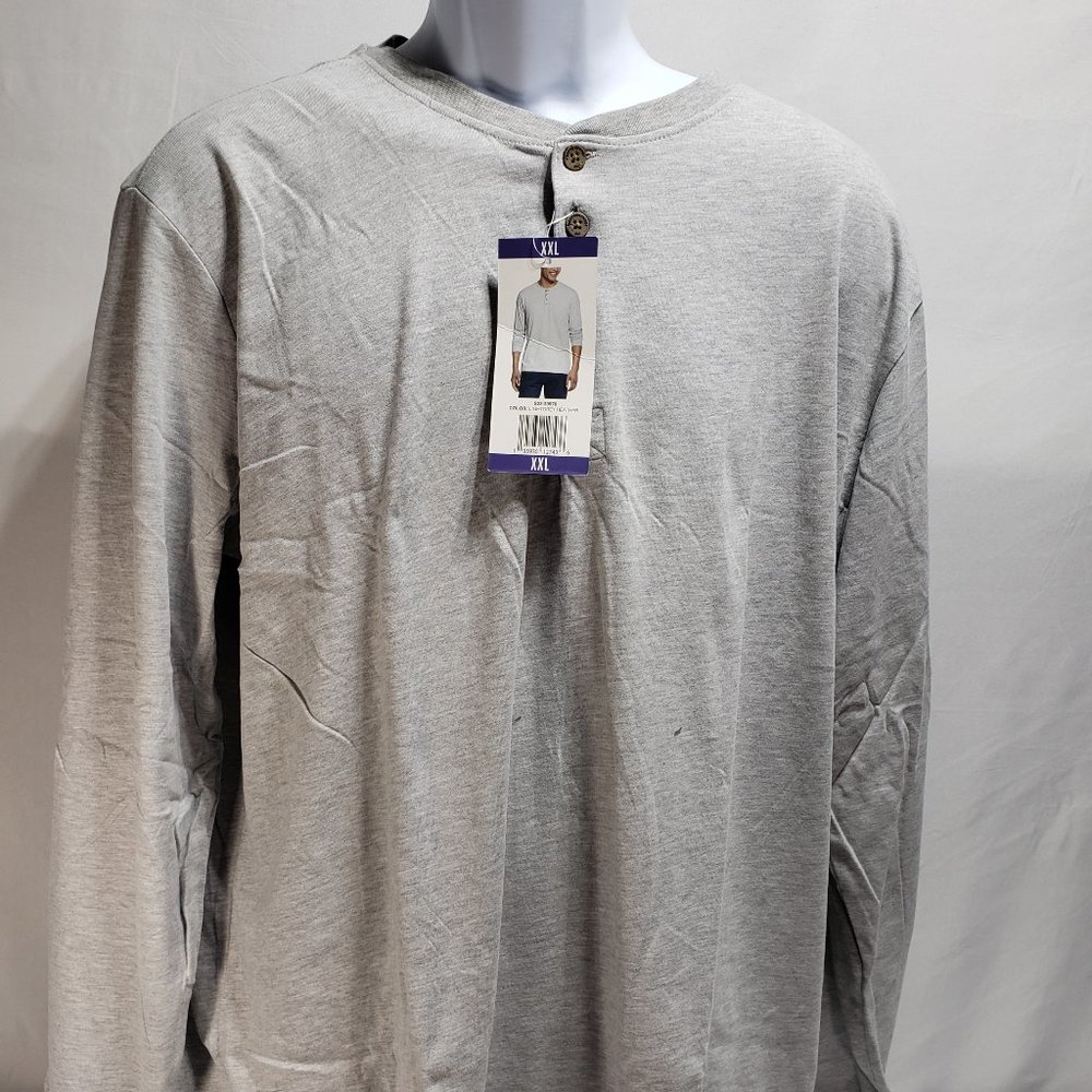 Weatherproof Men's Long Sleeve 4-Button Brushed Henley Tee Heather Gray